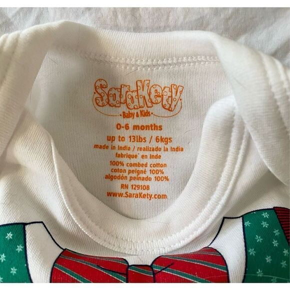 Sara Kety “Baby’s Christmas” Sweater Body-suit, 0-6m NWT - Picture 3 of 3